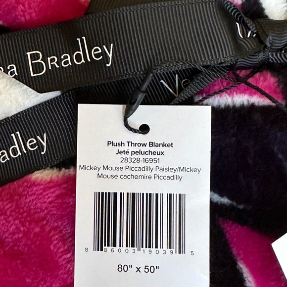 VERA BRADLEY DISNEY MICKEY MOUSE PLUSH THROW BLANKET:NWT PICCADILLY PAISLEY - Picture 5 of 7